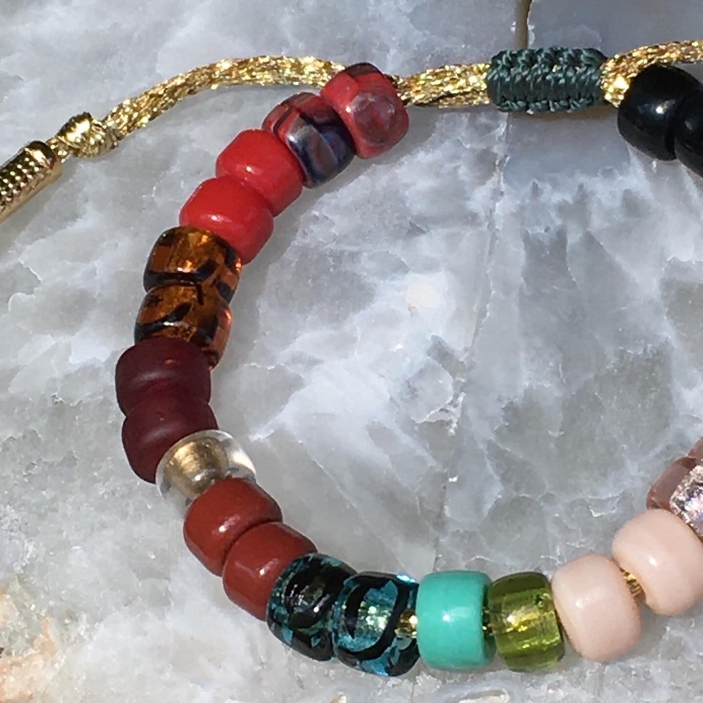 Big glass pony bead bracelet - designer inspired